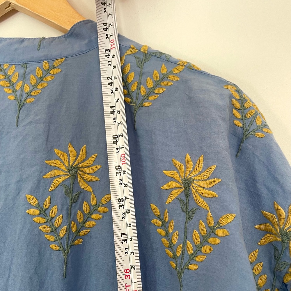 Zara Blue and Yellow Floral Long Sleeve Dress embroidered - Picture 9 of 10